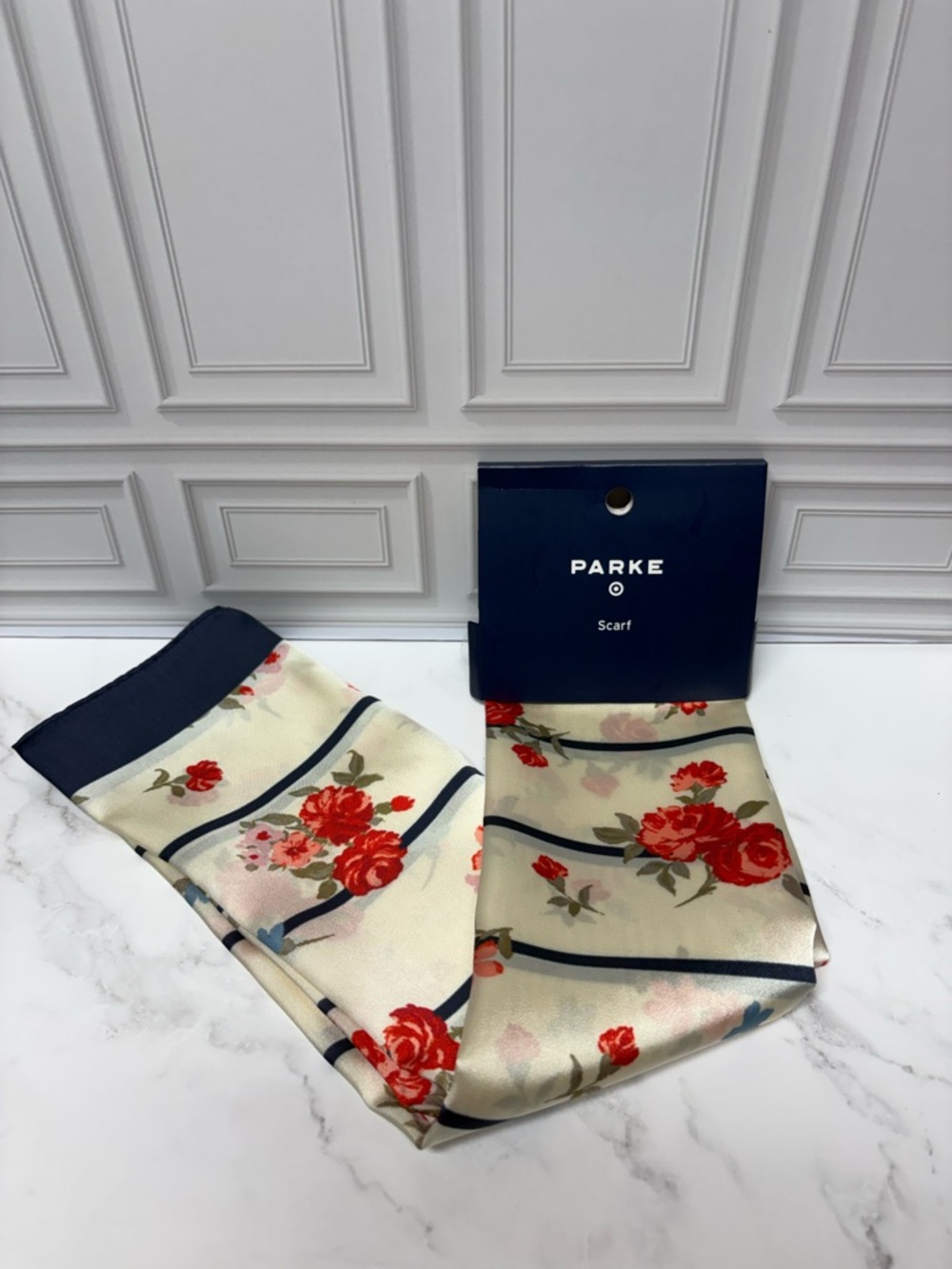 Parke X Target Floral  Scarf in Cream and Red